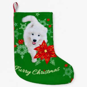 Meia De Natal Pequena Fúria Natal/Cachorro Inverno Samoyed