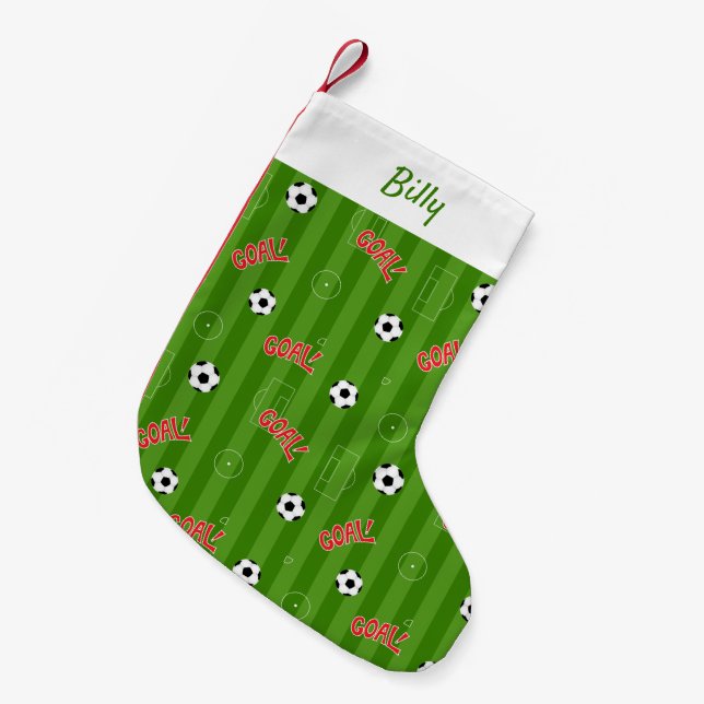 Meia De Natal Pequena Futebol Jogador de Futebol Pensado (Frente (Pendurada))