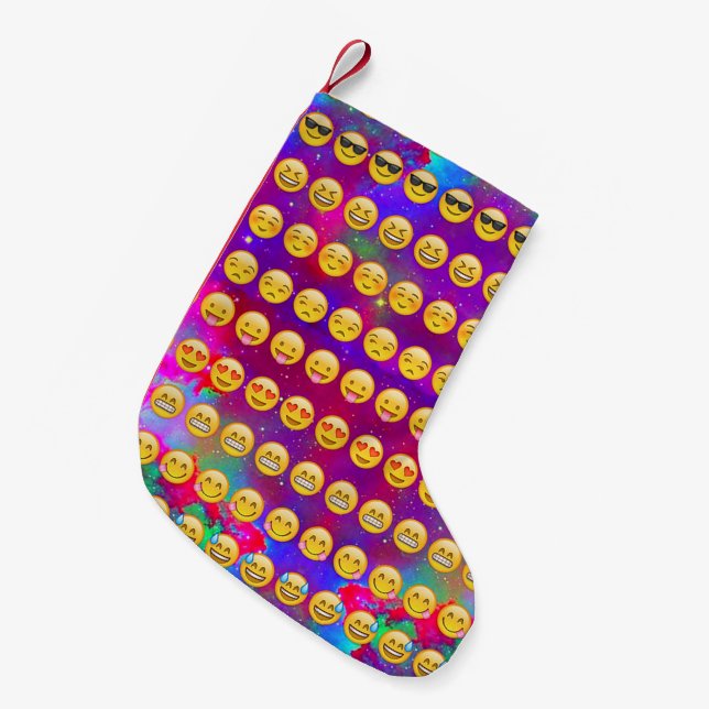 Meia De Natal Pequena Galáxia Emojis (Frente (Pendurada))