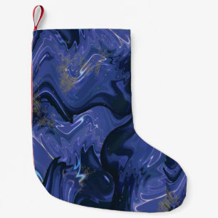 Meia De Natal Pequena Galaxy Swirl Blue Glitter Abstrato Padrão cósmico