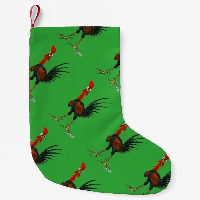 Meia De Natal Pequena Galo Louco (Frente)