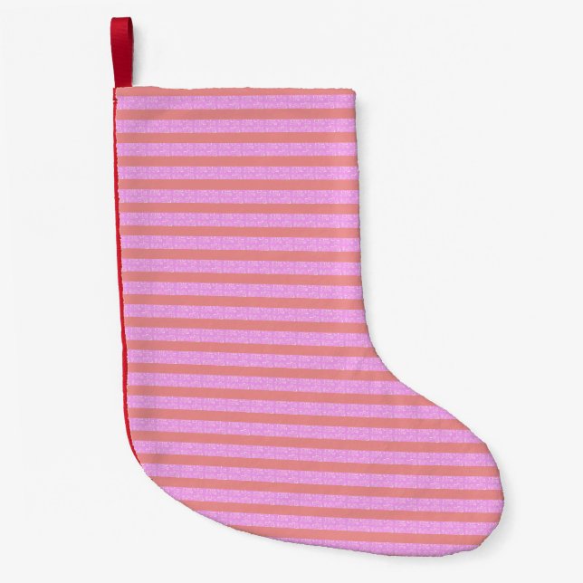 Meia De Natal Pequena Gamas Geométricas Rosa (Frente)
