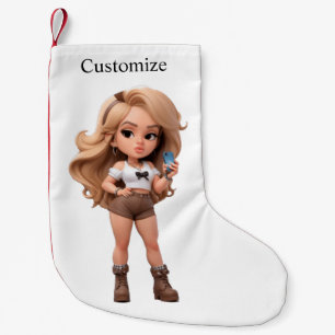 Meia De Natal Pequena Garota Bonita Chica Thunder_Cove