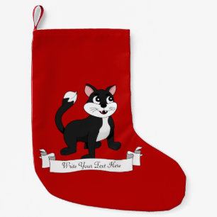 Meia De Natal Pequena Gatinho de desenho