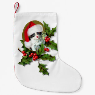 Meia De Natal Pequena Gatinho de Natais vintages de Estilo Antigo