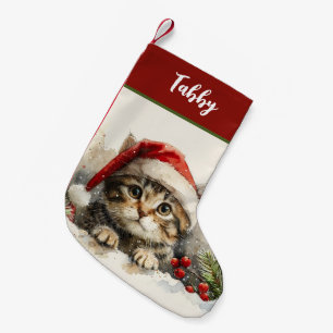 Meia De Natal Pequena Gatinho Fofo Personalizado Gato