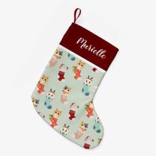 Meia De Natal Pequena Gatinhos Bonito Personalizados