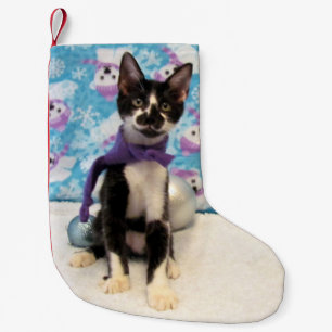Meia De Natal Pequena Gato de Cowboy / Bolsa de Natal de Kitten