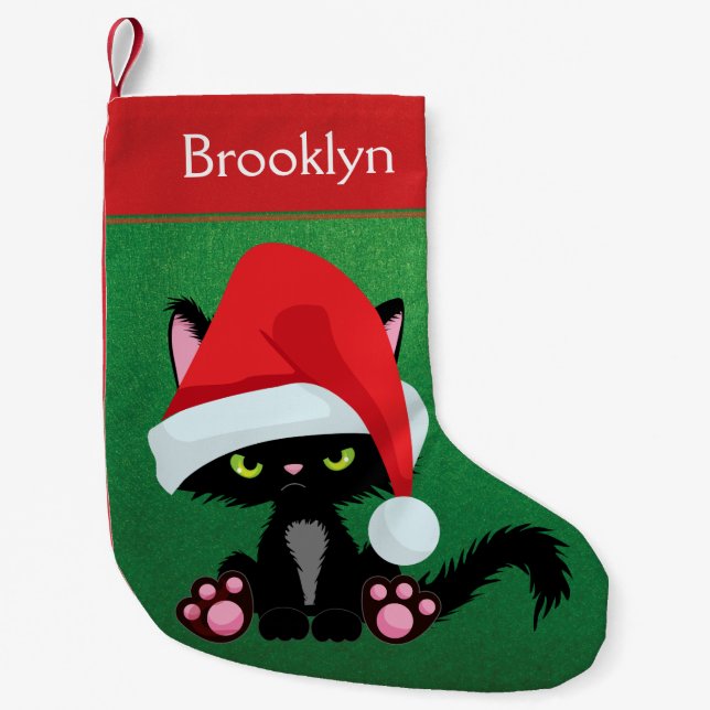 Meia De Natal Pequena Gato de Grupo Personalizado (Frente)