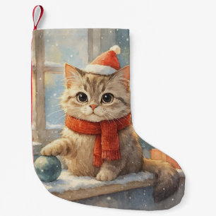 Meia De Natal Pequena Gato de Natal caprichoso fofo