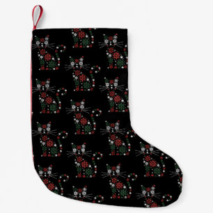 Meia De Natal Pequena Gato de Natal Criou Flocos de Neve Gatos Divertido