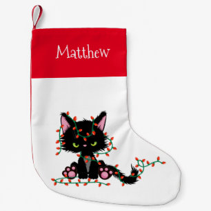 Meia De Natal Pequena Gato de Natal fofo, zangado e rabugento