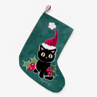 Meia De Natal Pequena Gato de Natal Gótico Verde