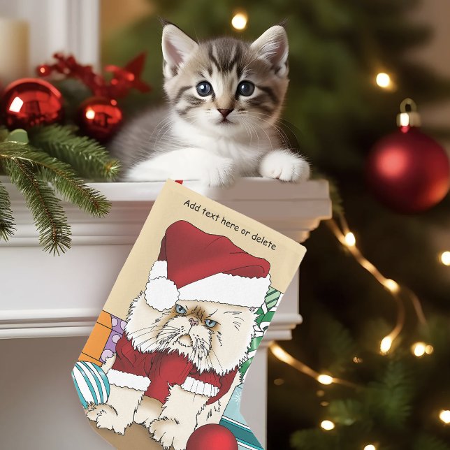 Meia De Natal Pequena Gato de Natal Persa (Criador carregado)