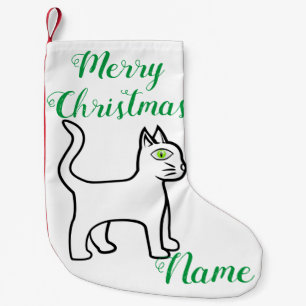 Meia De Natal Pequena Gato de Olhos Verdes Trovão_Cove