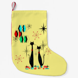 Meia De Natal Pequena Gato Legal MCM Moderno de Meio século da Era Atô