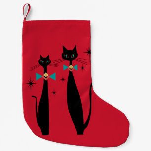 Meia De Natal Pequena Gato Legal MCM Moderno de Meio século da Era Atô