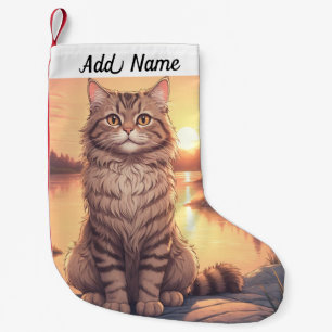 Meia De Natal Pequena Gato Listrado