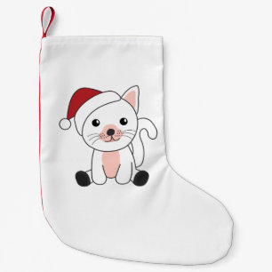 Meia De Natal Pequena Gato Natal Neve Animais de inverno Gatos Vestuári