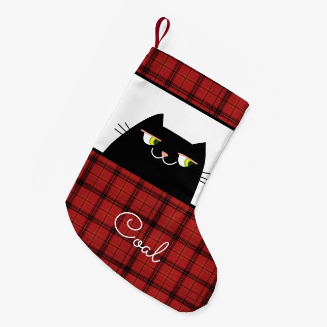 Meia De Natal Pequena Gato Negro (Frente (Pendurada))