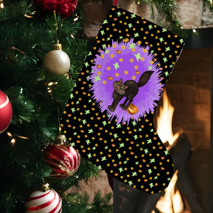 Meia De Natal Pequena Gato Negro Bonito de Estrelas de Halloween Fantasm