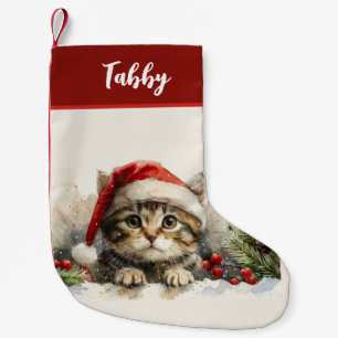 Meia De Natal Pequena Gato Personalizado de Natal de Gatinho Fofo