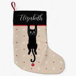 Meia De Natal Pequena Gato Preto Pendurado Presente Divertido para Amant
