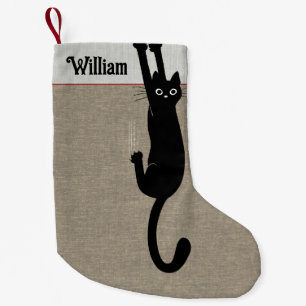 Meia De Natal Pequena Gato preto que pendura no feriado do amante