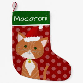 Meia De Natal Pequena Gato Santa Listrado Laranja