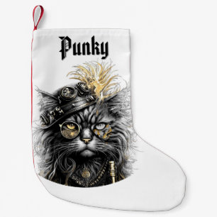 Meia De Natal Pequena Gato Steampunk Incrível com Nome