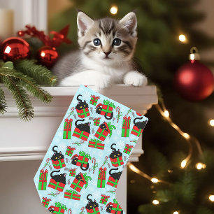 Meia De Natal Pequena Gatos De Caixa De Natal
