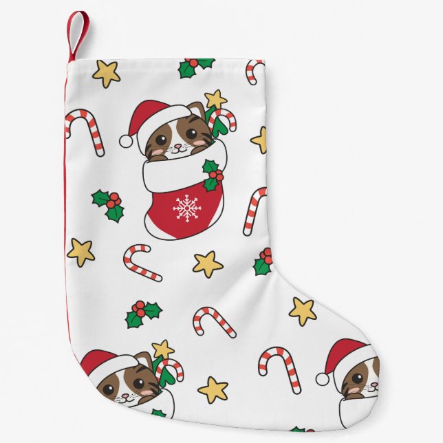 Meia De Natal Pequena Gatos De Noite De Natal (Frente)
