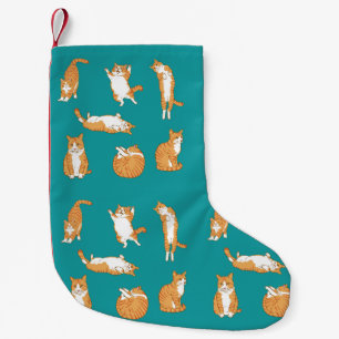 Meia De Natal Pequena Gatos Laranjas Engraçados