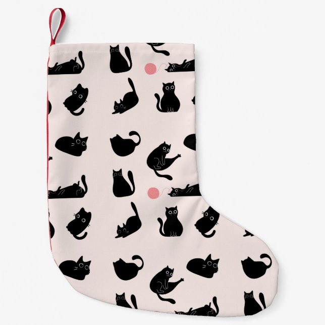 Meia De Natal Pequena Gatos Pretos bobos (Frente)