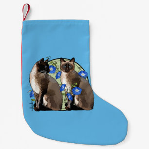 Meia De Natal Pequena Gatos Siamese com corriolas