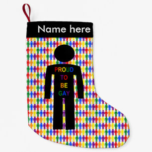 Meia De Natal Pequena Gay LGBTQ - Silhueta e Homens Arco-Íris Personali