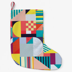 Meia De Natal Pequena Geométrico Decorativo: Padrão de Abstrato de Vinta