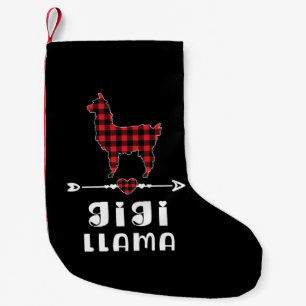 Meia De Natal Pequena Gigi Llama Natal Pajama Xadrez Vermelha Presente B