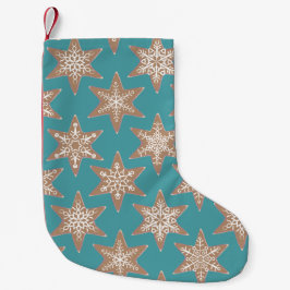 Meia De Natal Pequena Gingerbread Stars Christmas Stocking (Green)