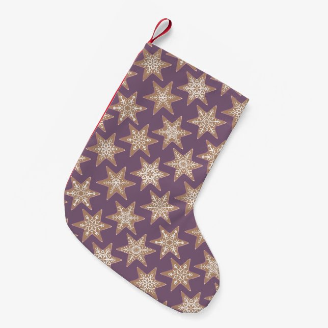 Meia De Natal Pequena Gingerbread Stars Christmas Stocking (Spiced Plum) (Frente (Pendurada))