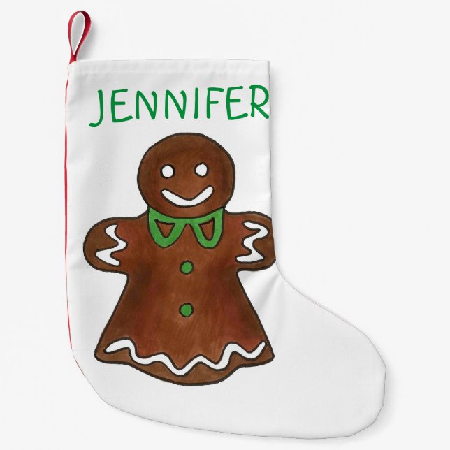 Meia De Natal Pequena Gingerpão personalizado Lady Christmas Cookie (Frente)