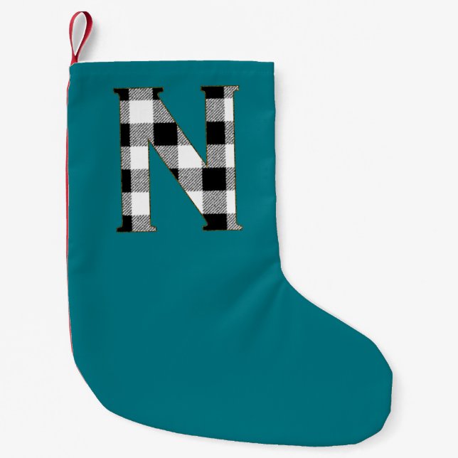 Meia De Natal Pequena Gingham Check N (Frente)