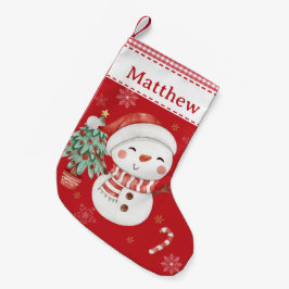 Meia De Natal Pequena Gingham Vermelho Candy Cané de Árvore Bonita