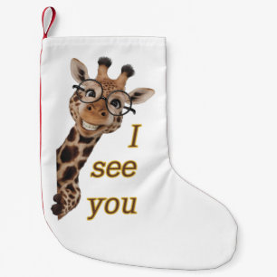 Meia De Natal Pequena Girafa.Text.Vejo você