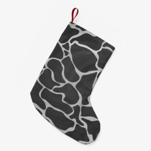 Meia De Natal Pequena Giraffe Black and Light Cinza