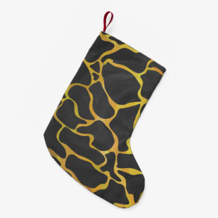 Meia De Natal Pequena Giraffe Black and Yellow Impressão