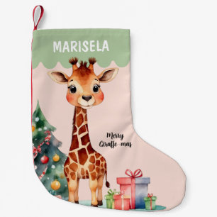 Meia De Natal Pequena Giraffe Crianças Meninas Fofo Nome Personalizado R
