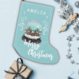 Meia De Natal Pequena Glass Snowball Winter Village Foliage Christmas