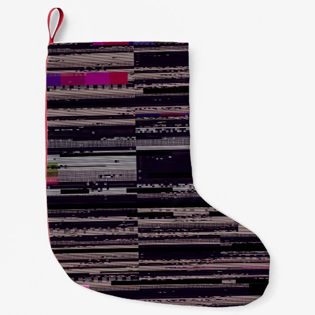 Meia De Natal Pequena Glitched TV screen with broken pixels. Abstract fu (Frente)