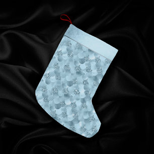 Meia De Natal Pequena Glitzy Scales Smermaid   Cerca de Azul-Sparkle She